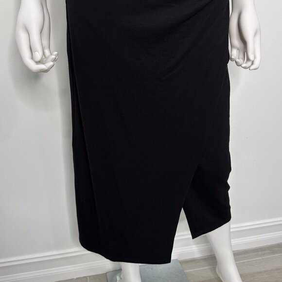 Reformation Cormac Ruched Wrap Style Jersey Midi Dress with Slit in Black Size M - Picture 12 of 16